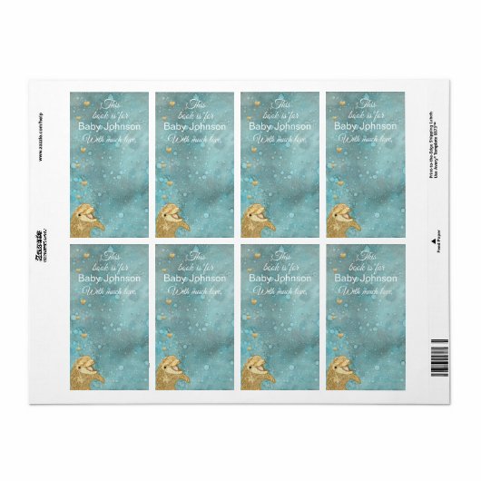 Baby shower "Gold Baby Dolphin" Bladzijde 8 Etiket (Full Sheet)