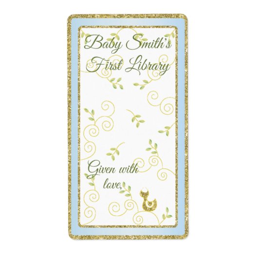 Baby shower "Gold Bird" Bladzijde 8/Blauw Etiket (Voorkant)