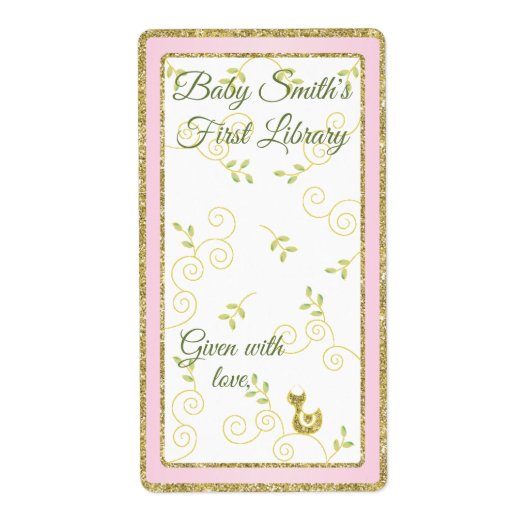 Baby shower "Gold Bird" Bladzijde 8/Roze Etiket (Voorkant)