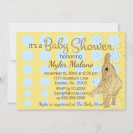 Baby shower Gold Blue Baby Elephant Blue Kaart