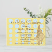 Baby shower Gold Blue Baby Elephant Blue Kaart (Staand voorkant)