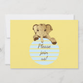 Baby shower Gold Blue Baby Elephant Blue Kaart (Achterkant)