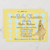 Baby shower Gold Blue Baby Elephant Blue Kaart (Voorkant / Achterkant)