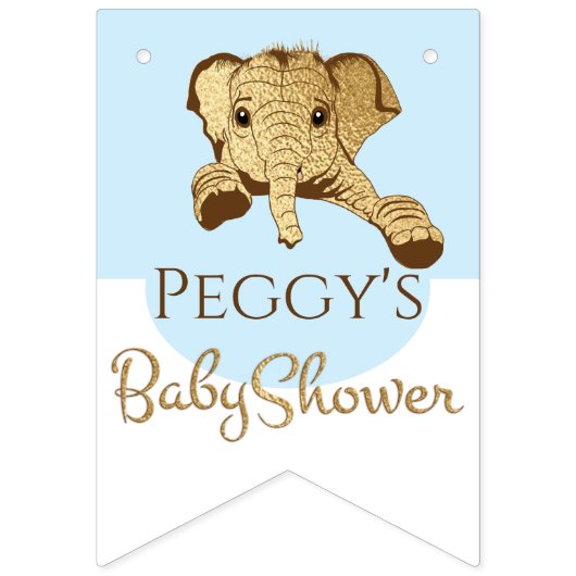 Baby shower Gold/Blue Olifant, Swallowtail Banner (Tweede vlag)