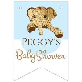 Baby shower Gold/Blue Olifant, Swallowtail Banner