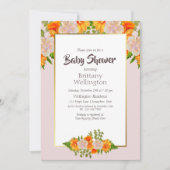 Baby shower Gold Blush Roze Oranje Floral Kaart (Voorkant)