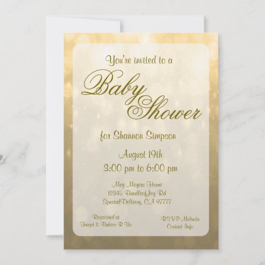 Baby Shower | Gold Bokeh Lights Kaart (Voorkant)