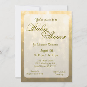Baby Shower   Gold Bokeh Lights Kaart