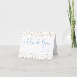 Baby shower Gold Confetti Twins Blue Boy Bedankt