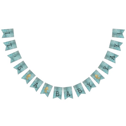 Baby shower Gold Dolphin-Baby, Swallowtail Banner (Alle)