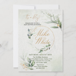 Baby shower Gold en Green Design - Het is een Boy Kaart