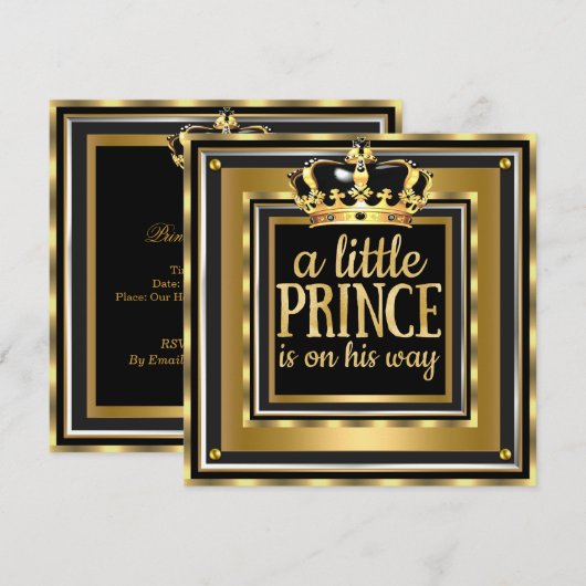 Baby shower Gold Faux folie Black Kaart (Voorkant / Achterkant)