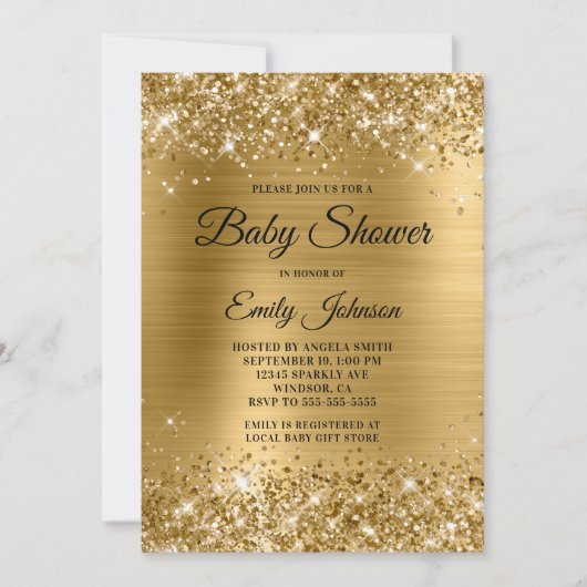 Baby shower Gold Folie Fancy script Kaart (Voorkant)