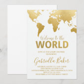 Baby shower | Gold Map Kaart (Voorkant / Achterkant)