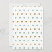baby shower Gold Mint Umbrella Hearts Invite Kaart (Achterkant)