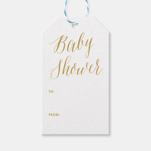 Baby Shower | Gold Modern Calligraphy Gift Label Cadeaulabel (Voorkant)