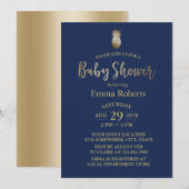 Baby shower Gold Pineapple Elegant Navy Blue Kaart (Voorkant / Achterkant)