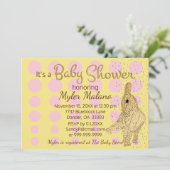 Baby shower Gold Pink Baby Elephant Kaart (Staand voorkant)
