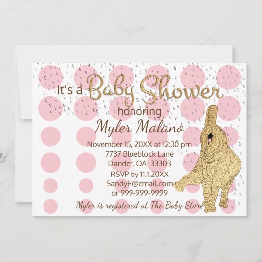 Baby shower Gold Pink White Baby Kaart (Voorkant)