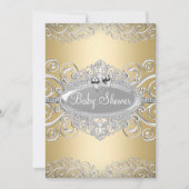  Baby shower Gold & Silver Damask Princess Kaart (Voorkant)