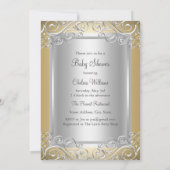  Baby shower Gold & Silver Damask Princess Kaart (Achterkant)
