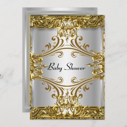 Baby shower Gold Silver Neutraal Kaart (Voorkant / Achterkant)