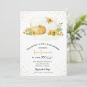 Baby shower Gold Sunflower Pumpkin-Herfst herfst Kaart (Staand voorkant)