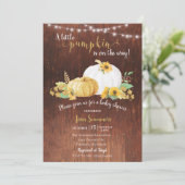 Baby shower Gold Sunflower Pumpkin Rustic Autumn Kaart (Staand voorkant)