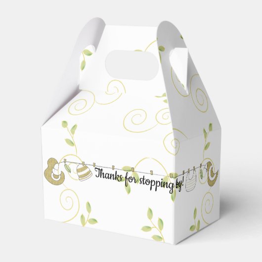 Baby shower Golden Birds Gable Favor Box Bedankdoosjes (Voorkant Zijde)