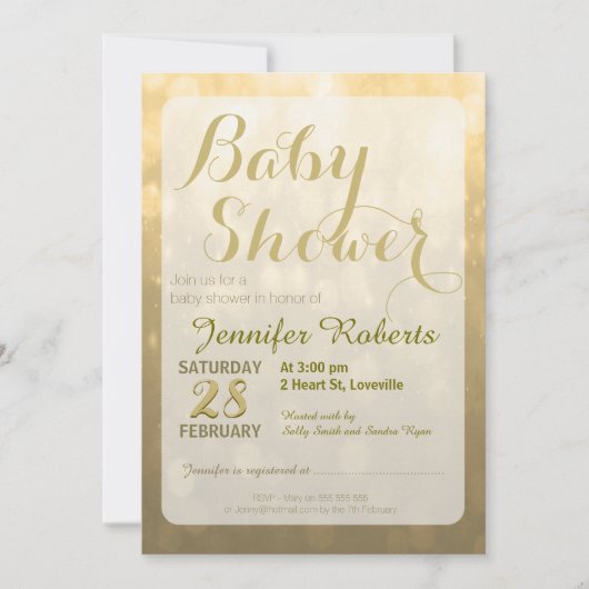 Baby Shower | Golden Bokeh Lights Kaart (Voorkant)