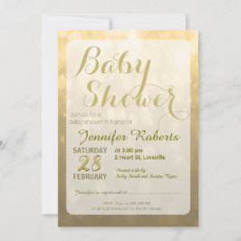 Baby Shower | Golden Bokeh Lights Kaart