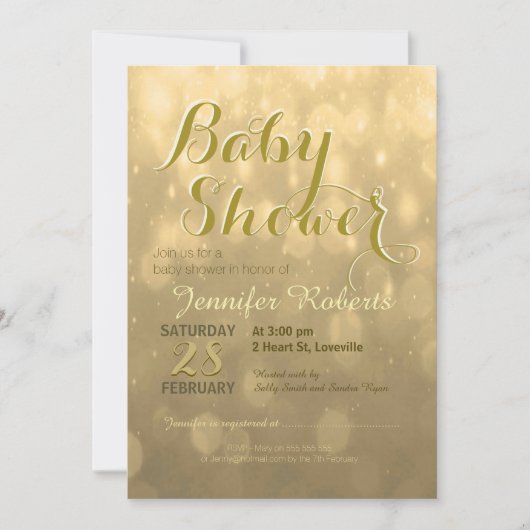 Baby Shower | Golden Bokeh Lights Kaart (Voorkant)
