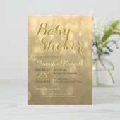 Baby Shower | Golden Bokeh Lights Kaart (Staand voorkant)