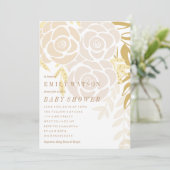 Baby shower Golden Floral Bloom Kaart (Staand voorkant)