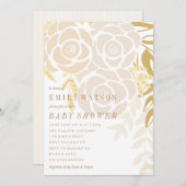 Baby shower Golden Floral Bloom Kaart (Voorkant / Achterkant)