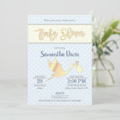 Baby shower Golden Stork Baby Kaart (Staand voorkant)