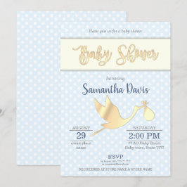 Baby shower Golden Stork Baby Kaart
