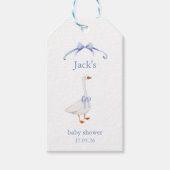 Baby shower goose blue cadeaulabel (Voorkant)