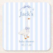 Baby shower goose blue kartonnen onderzetters (Voorkant)
