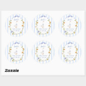 Baby shower goose blue ronde sticker (Vel)