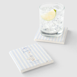 Baby shower goose blue stenen onderzetter