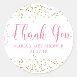Baby shower Goud Confetti Roze Favor Dank u Label
