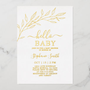 Baby Shower Goud Folie Uitnodiging