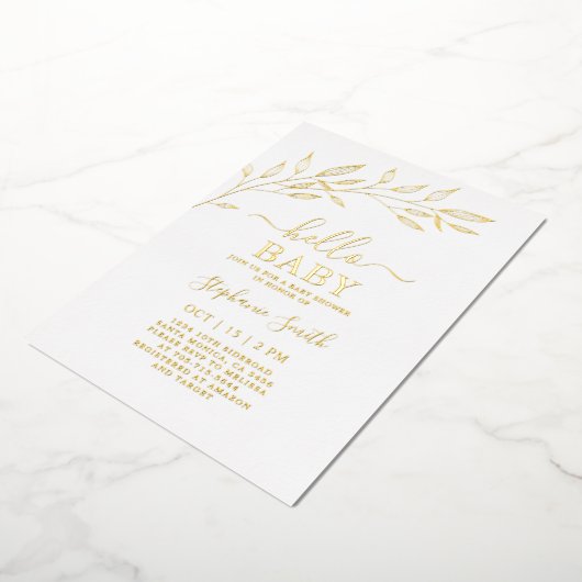 Baby Shower Goud Folie Uitnodiging (Gedraaid)