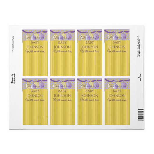Baby shower "goud/lavender" Bladzijde 8 Etiket (Full Sheet)