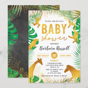 Baby shower Goud Oerwoud Dieren Safari Boy Kaart
