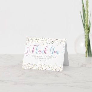 Baby shower Goud Roze Blauw Jongen Meisje Dank je Bedankkaart