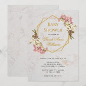 Baby shower Goud Roze Orchideeën Bloemen Geometris Kaart (Voorkant / Achterkant)