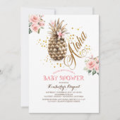 Baby shower goudananasappelroze strand kaart (Voorkant)