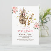 Baby shower goudananasappelroze strand kaart (Staand voorkant)